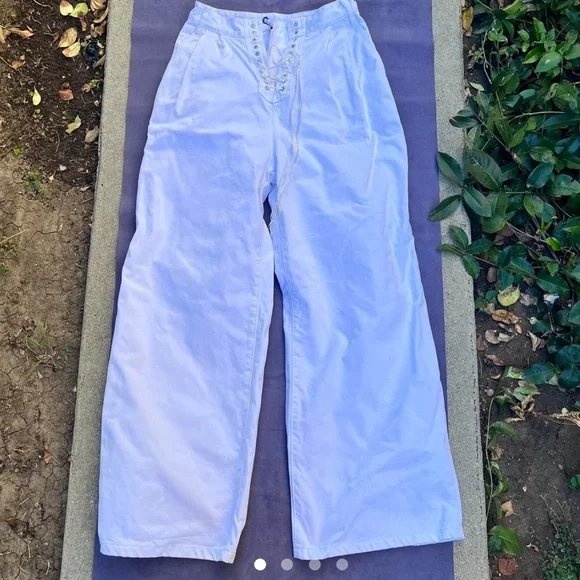 Unravel project Ben taverniti lace up wide leg pants in white - Picture 2 of 4